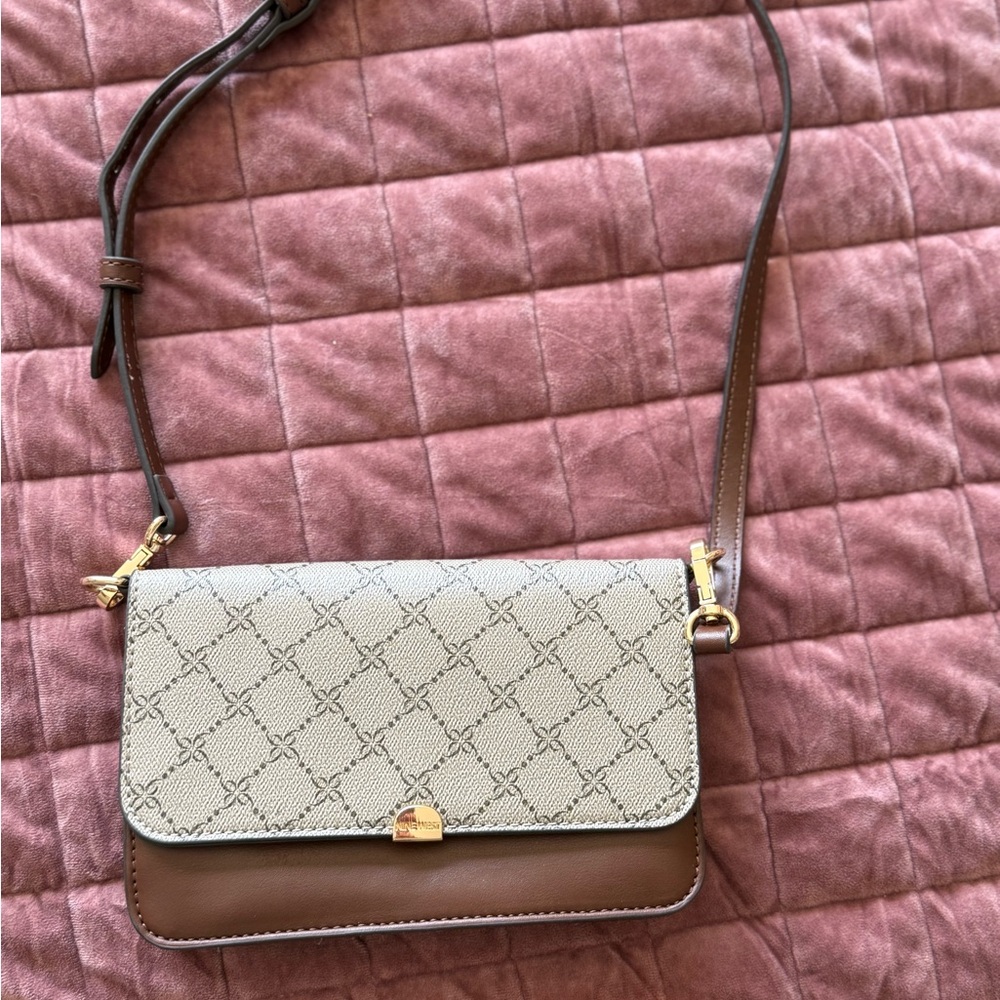 Elegant Cream and Brown Women's Crossbody Bag